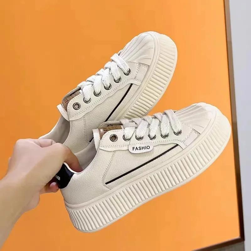 Fashion Beike Head Little White Shoes for Women Breathable Sneakers Women Trends 2024 Comfortable, and Elevated Lace Up Shoes
