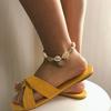 Women Simple Alloy Handmade Foot Chain National Style Adjustable Shell Design Anklet