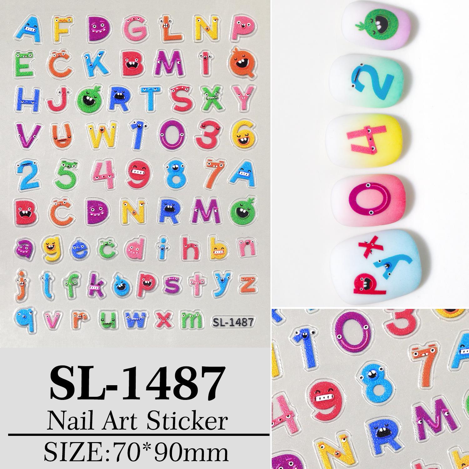 Стикеры для ногтей в стиле INS, милые мультяшные буквы и цифры, для DIY-журналов и аксессуаров