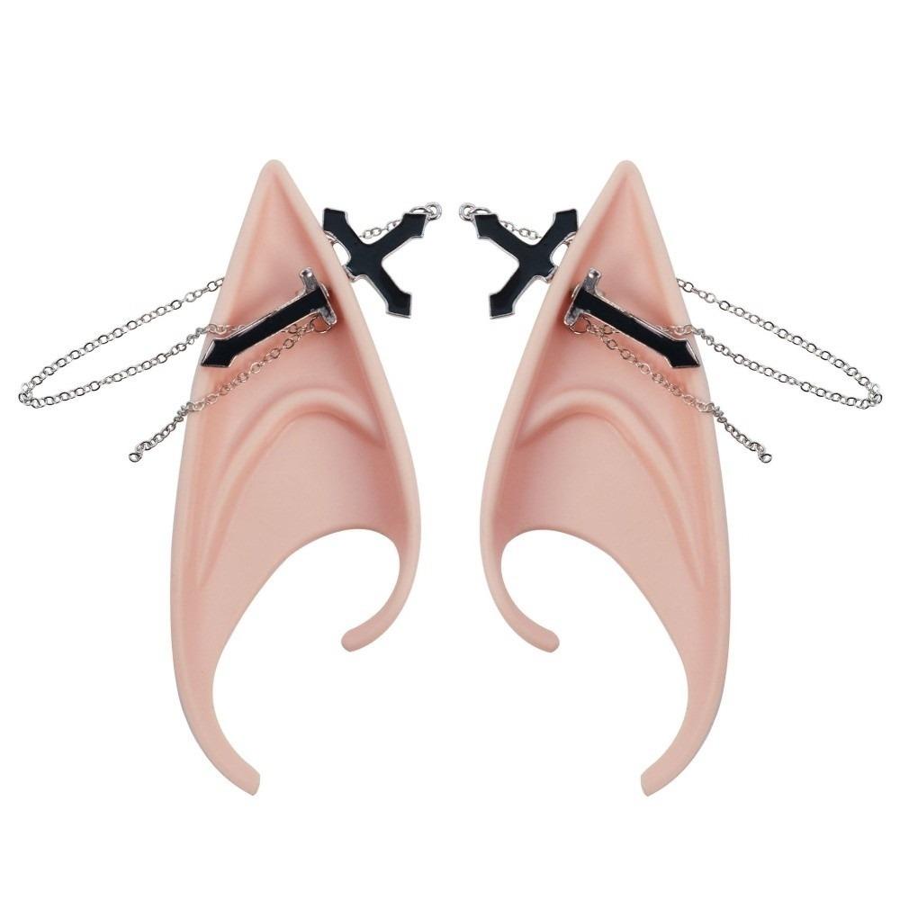 1pair Cross False Ears with Earring Ear Cuff Jewelry Cute Elf Ears  Role Play