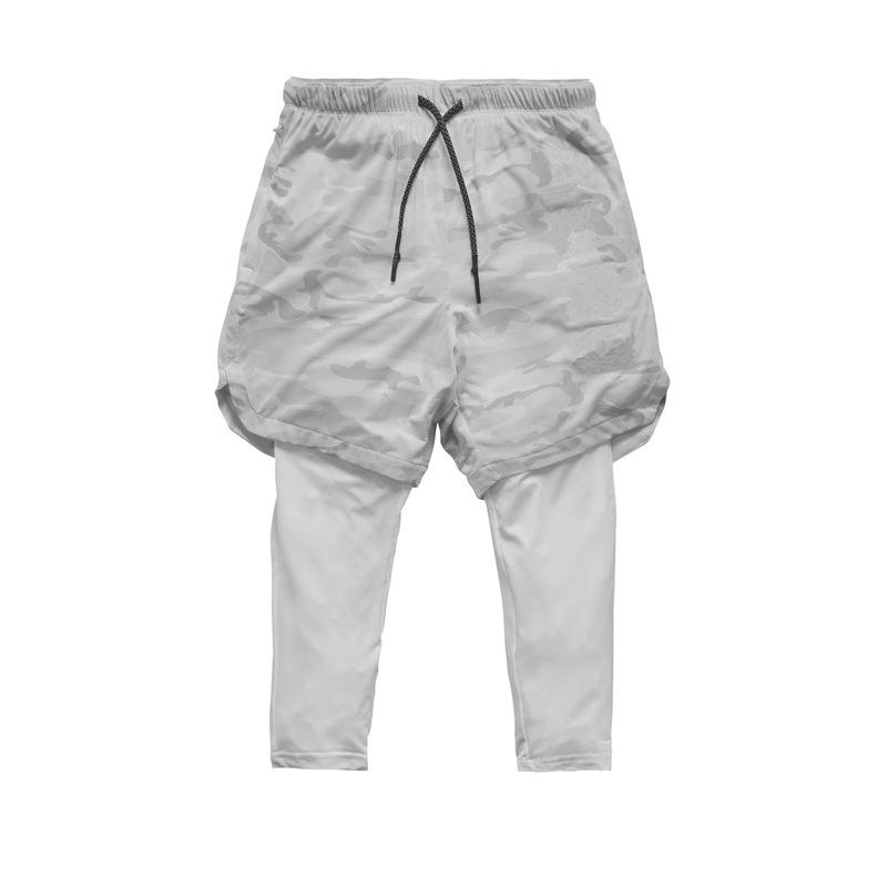 Sporting Pants Men Elastic Breathable Two Piece Running Training Pants Gyms Ankle-Length Pants Quick-drying Men Pants