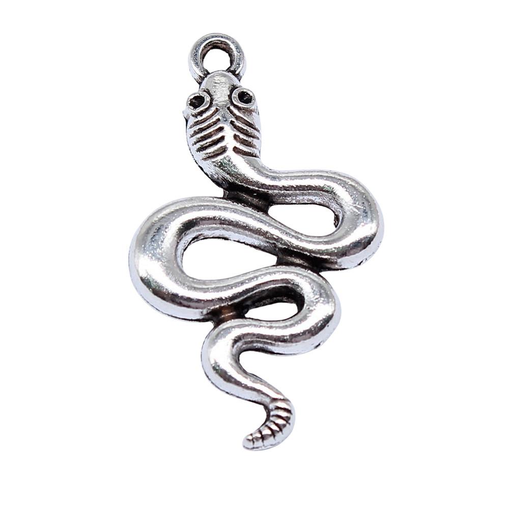 Cobra Snake Charms Antique Bronze Silver Pendants For DIY Bracelet Necklace Jewelry