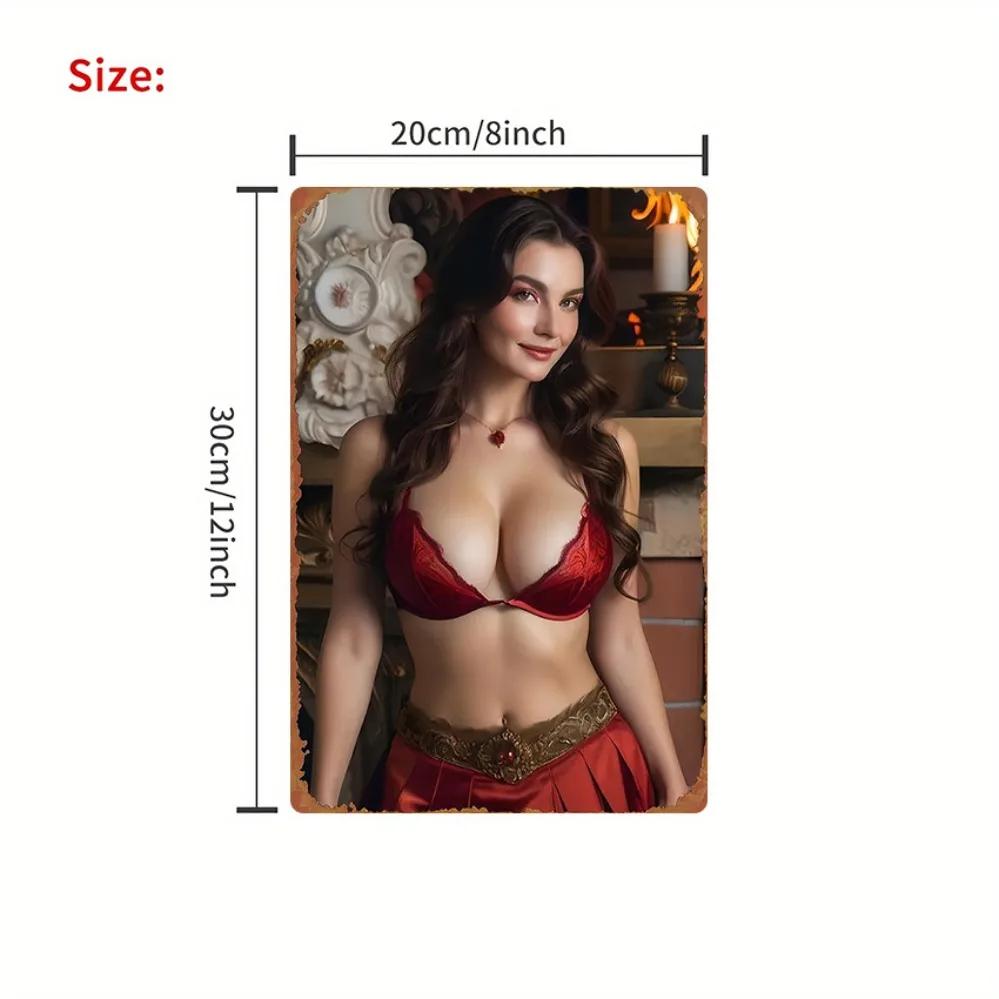 

Вінтажна європейська металева настінна art 8x12 дюймів - Червона мереживна квітка Залізний декор Міцний для дому Кухні Саду Фермерського будинку 20x30cm（7.8x11.8inch）