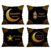 Ramadan Golden Crescent Moon Cushions Pillowcase Polyester Cushion Cover Throw Pillow Pillowcover Home Car Sofa Decor