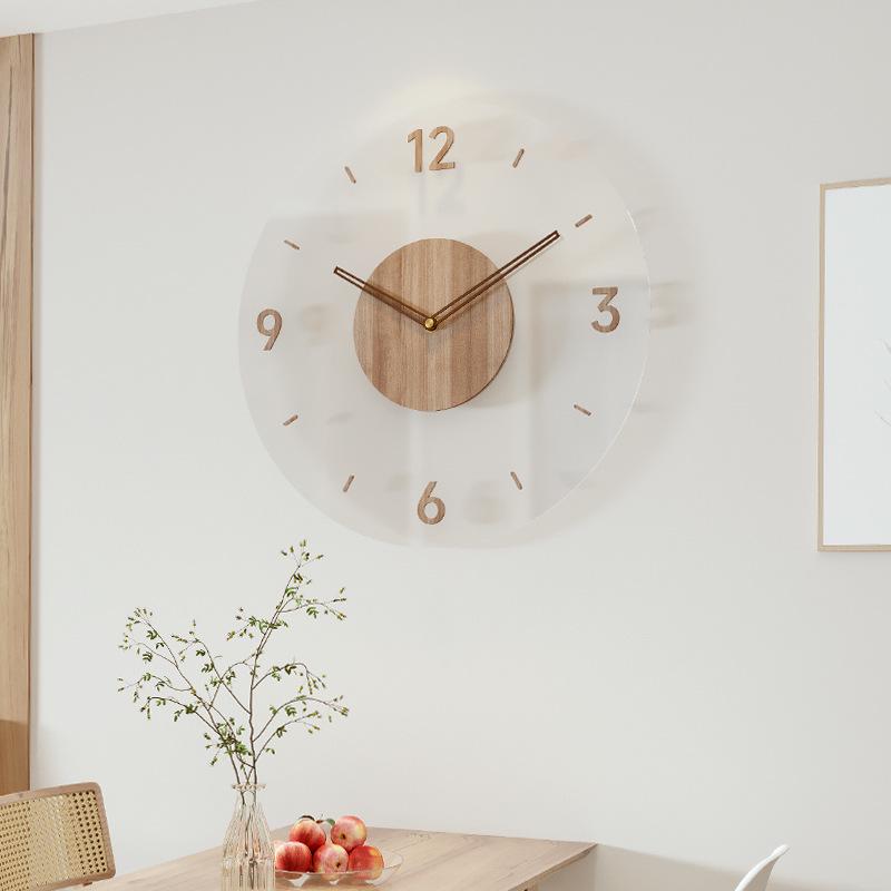 2022 Nordic Solid Wood Silent Quartz Wall Clock for Living Room