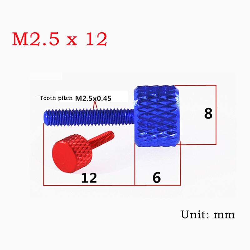 1~100pcs M2.5x4/8/12/15mm Aluminum Alloy Knurled Thumb Screw Hand Tighten Screws Bolts Anodized
