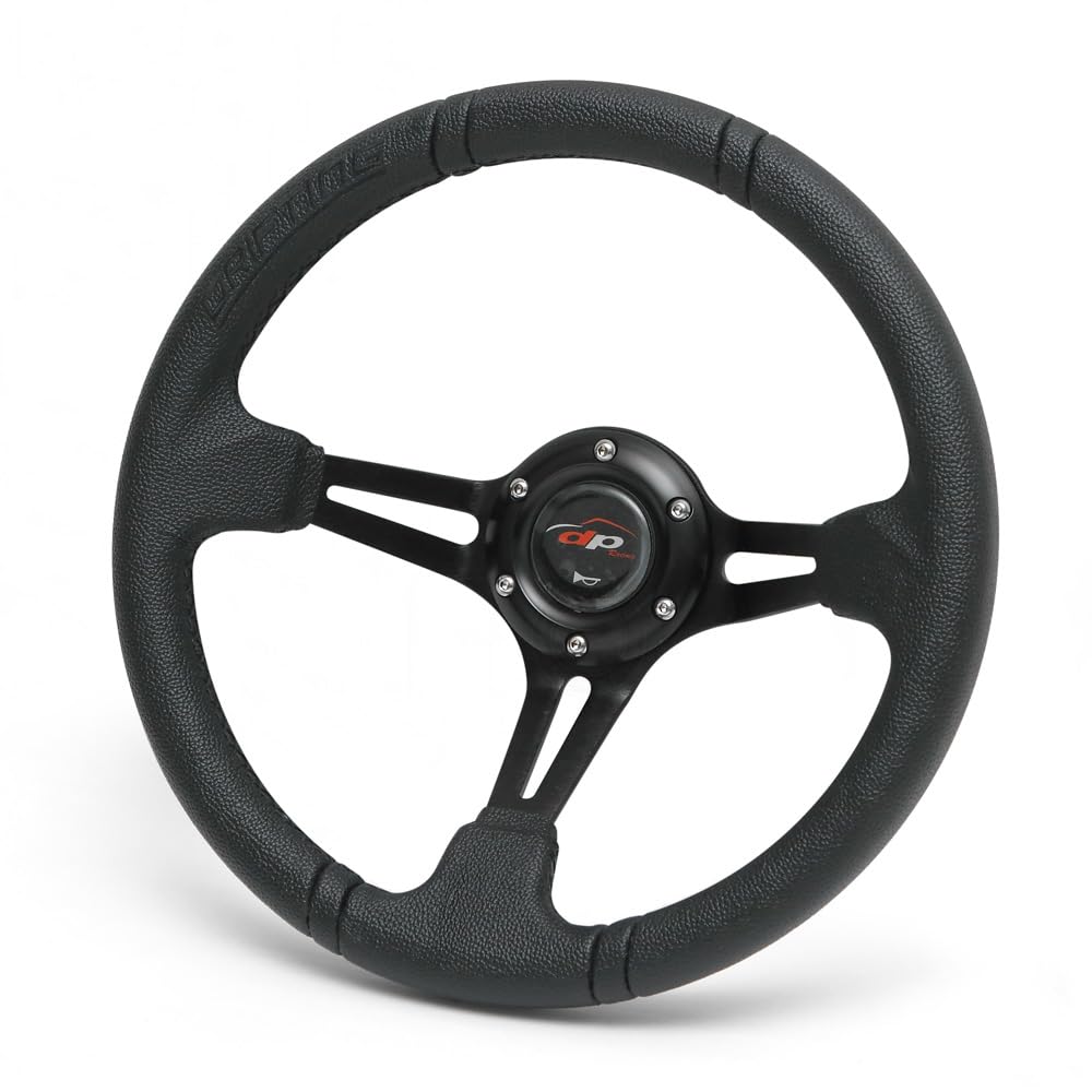 

Deporacing Steering 32mm Deep Black Black Cross Black Faux Leather PVC Wheel, Cone, 70mm, Drifting, Stitch, Lines, (DD32PB) чёрный