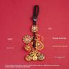Gold-Plated God of Wealth Keychain with Swallowing Gold Beast Pendant