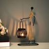 Metal Candle Holder Handmade Human Shape Candle Holder Iron Art Figure Tea