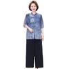 Middle-Aged Women's Summer Cotton & Linen Short-Sleeve T-Shirt Set