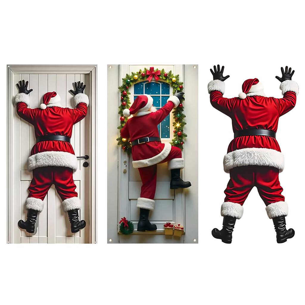 Xmas Hanging Banner 71x35 Inch Decorative Polyester Holiday Door Cover for Indoor and Outdoor Xmas Decorations
