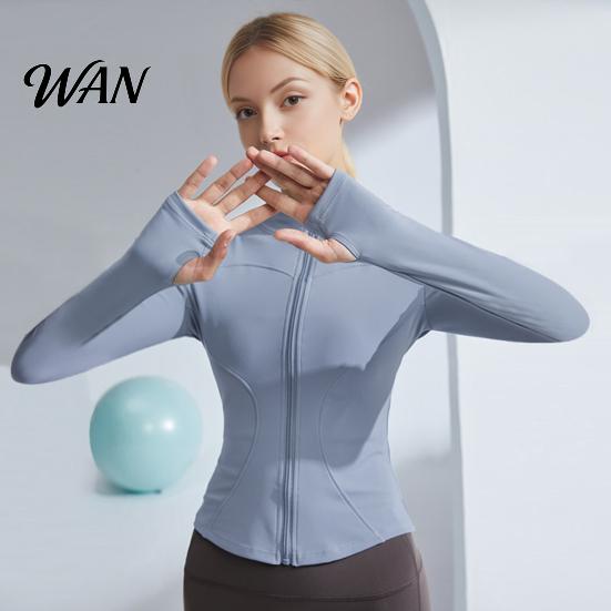 Thumb Hole Sleeves Yoga Top Women Long Sleeve Workout Tops Quick Dry Full Zip Crop Athletic Slim Sweat-wicking Wear Fit Shirts Sportwear with