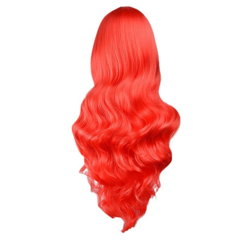 Wig 75Cm Wig Big Red Oblique Bangs Long Curly Hair Halloween Wig Women Long Headgear