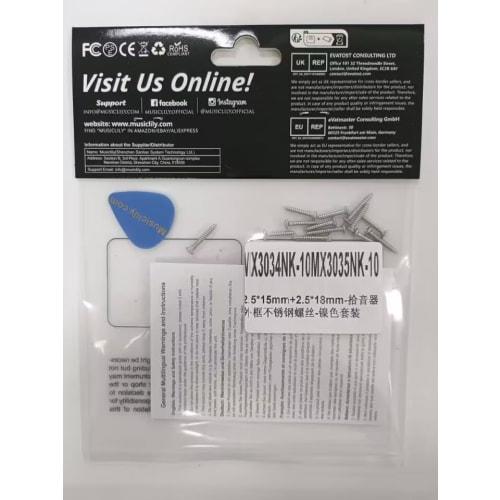 Musiclily Ultra 2.5x15mm+2.5x18mm Stainless Steel Threaded Screws for M-Backer Escutcheon Electric Guitar/Bass, Nickel (Pack of 20)