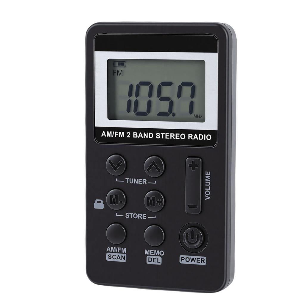 Personal AM FM Pocket Radio Portable Digital Tuning Radio with 500mAh Rechargeable Battery Earphone Lock Screen for