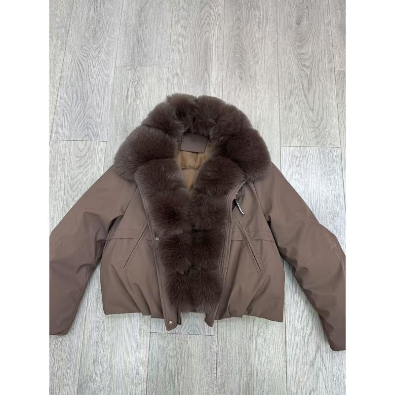 Womens Winter Puffer Coat With Detachable Faux Fur Collar Loose Fit Warm Cotton-Padded Jacket Cold Weather