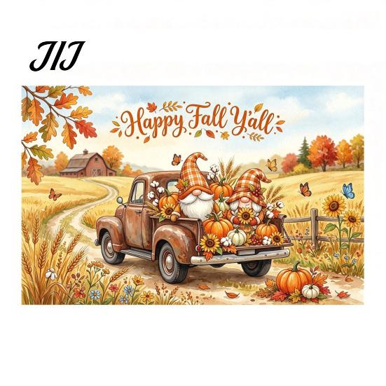 Decorative Fall Scene for Party 70 x 45 Inch Pumpkin Backdrop, Autumn Harvest Gnome Reusable Thanksgiving Banner Home Scarecrow Photography