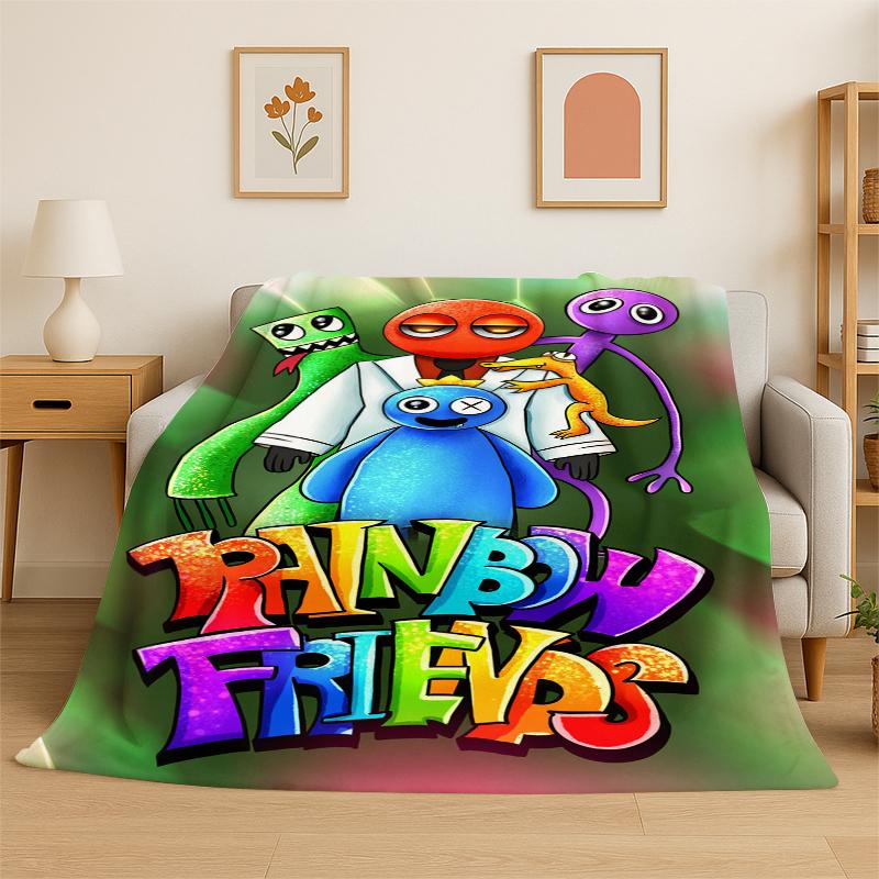 3D R-Rainbows Friends Cartoon Game Flannel Blanket Soft Warm Throw Blanket for Bedroom Living Room Bed Travel Camping Picnic