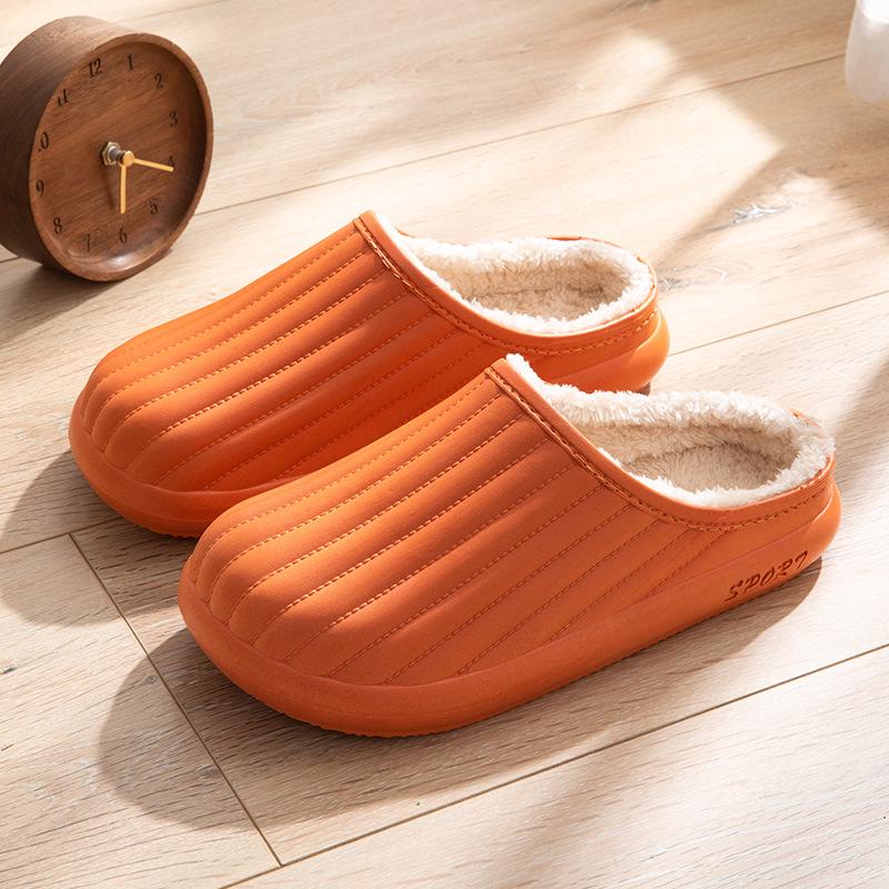 Men & Women's Waterproof Winter Cotton Slippers: Non-Slip, Plush, Velvet-Lined for Indoor & Outdoor Use