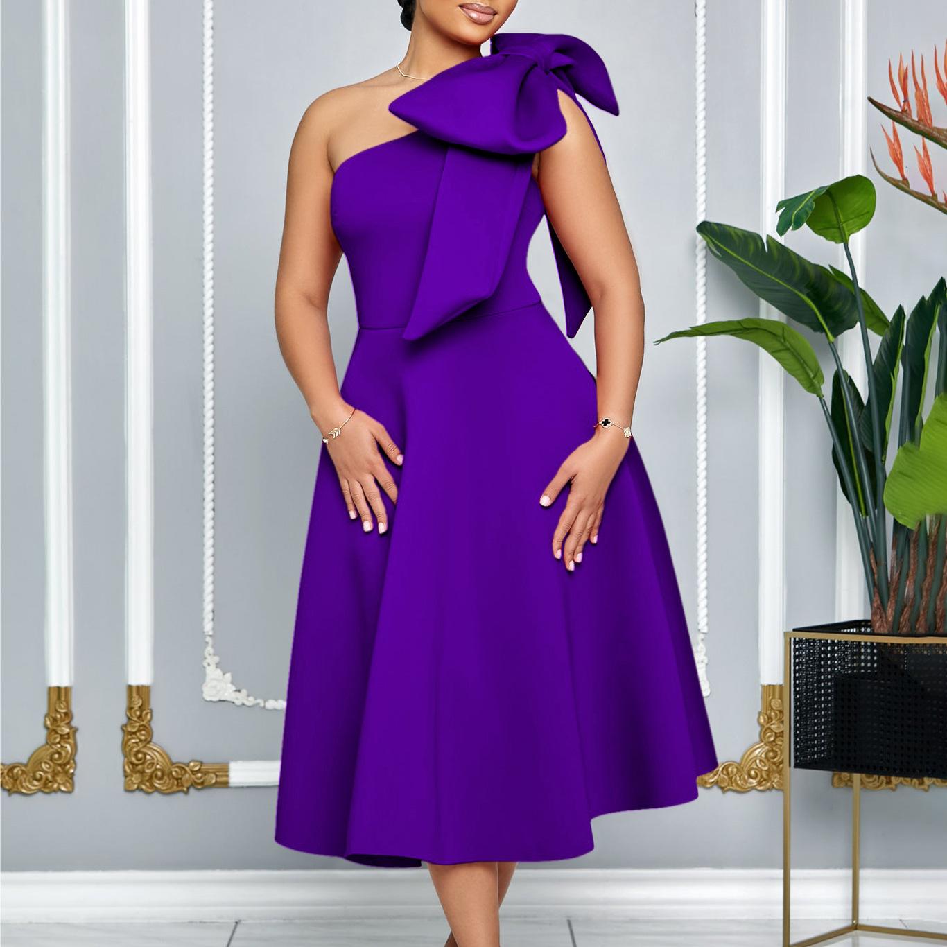 

YYFS Женская мода лето весна однотонный принт без рукавов косой воротник высокая талия повседневные платья L