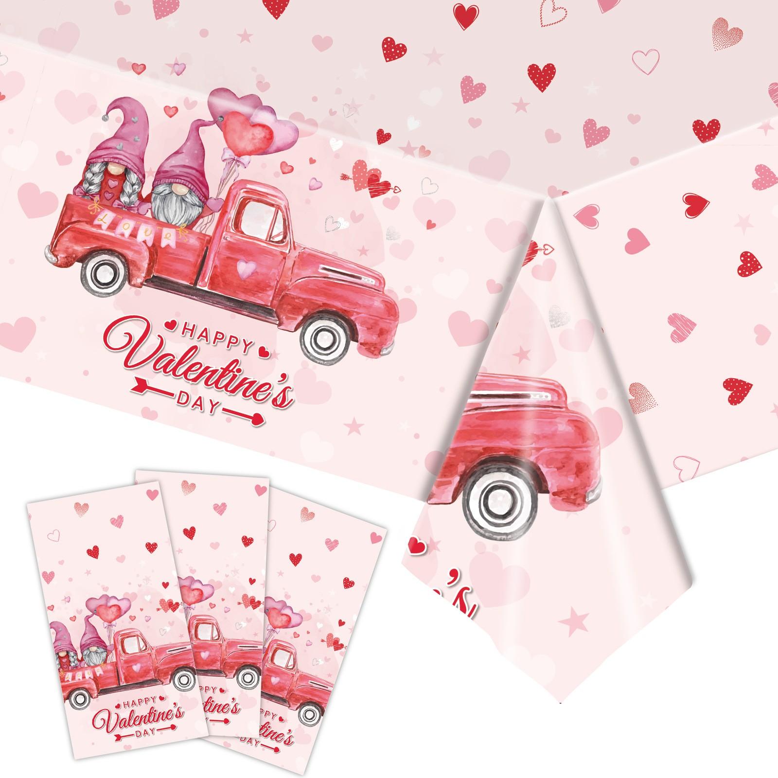 

Скатертини до Дня Святого Валентина, накривання на стіл до Дня Святого Валентина, скатертина з червоним серцем любові, водонепроникна прямокутна скатертина для прикраси Дня святого Валентина One Size