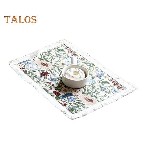 Tassel Placemat Pastoral Style Flower Oil Painting Aesthetical Round Shape Parties Weddings Banquets Table Decoration Dinner Mat
