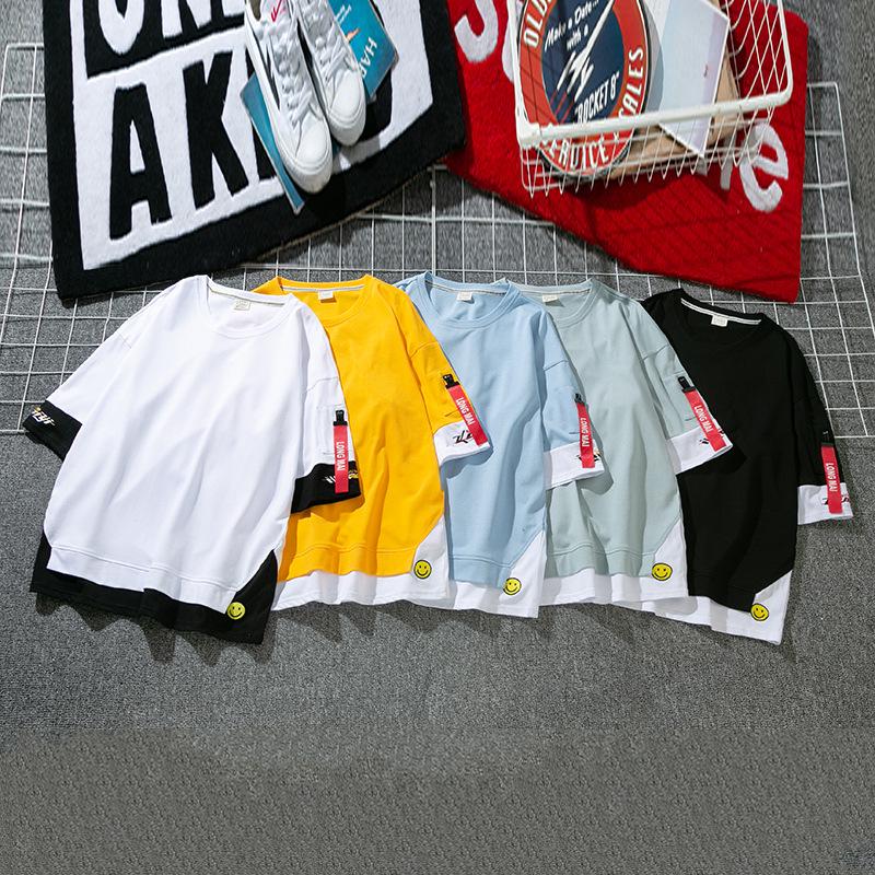 Herrenmode Locker geschnittenes Baumwoll-T-Shirt im koreanischen Stil, Sommerkollektion 2020