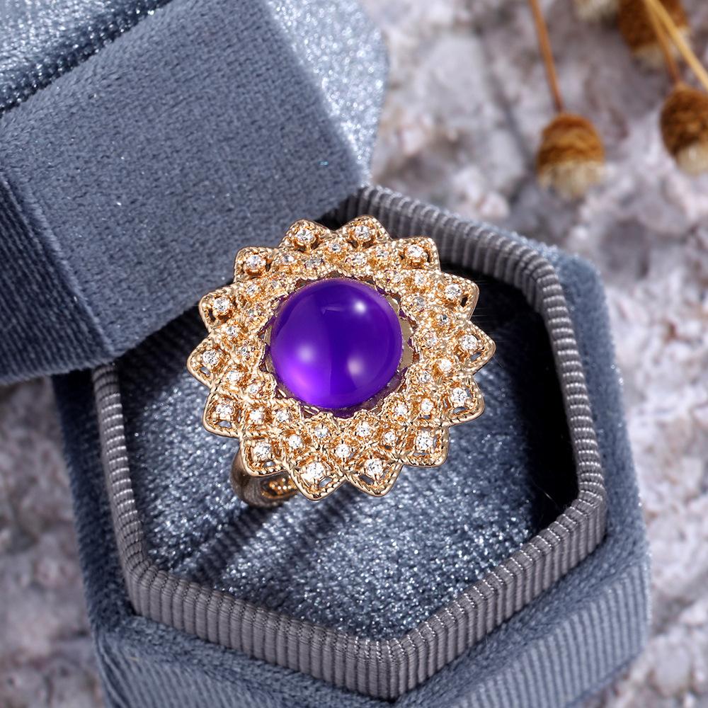 New product recommendation, luxury high-end flower zircon ring for women, exquisite Valentine's Day gift ring.