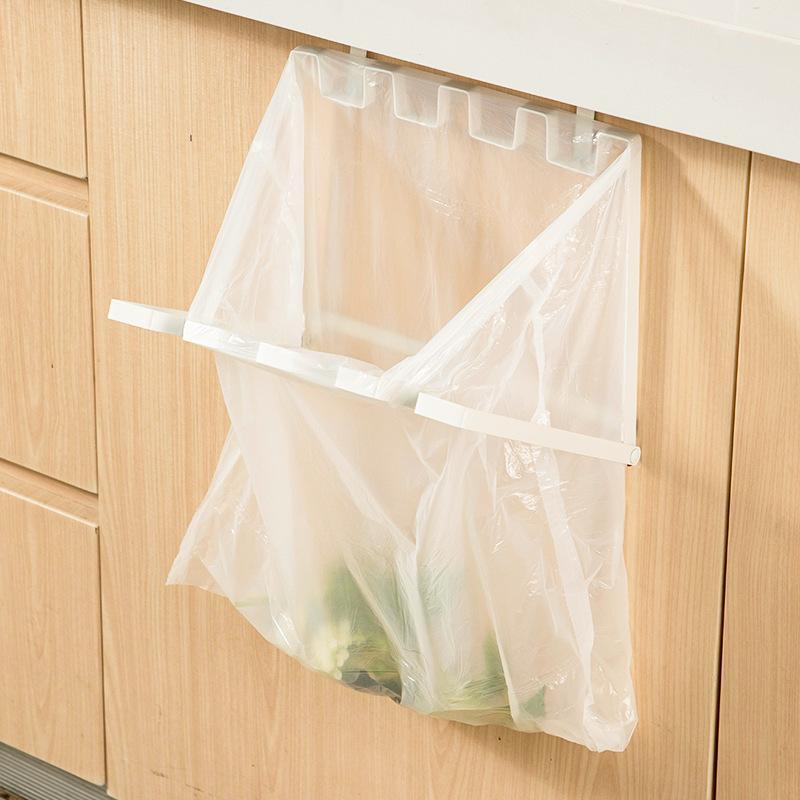 Foldable Garbage Bag Hanging Rack Kitchen Rubbish Holder Over Cupboard Door Trash Holder Kitchen Accessories