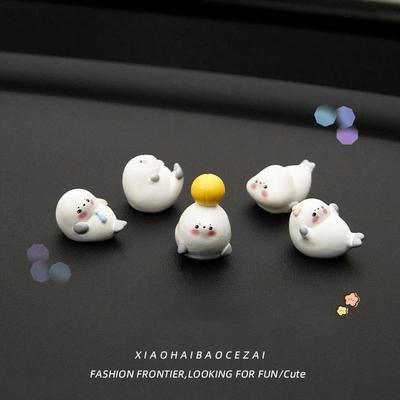 Zeedier Mini Zeehond Auto Accessoires Cartoon Mini Zeehond Landschap, Decoratieve Pop Aquarium Accessoires.