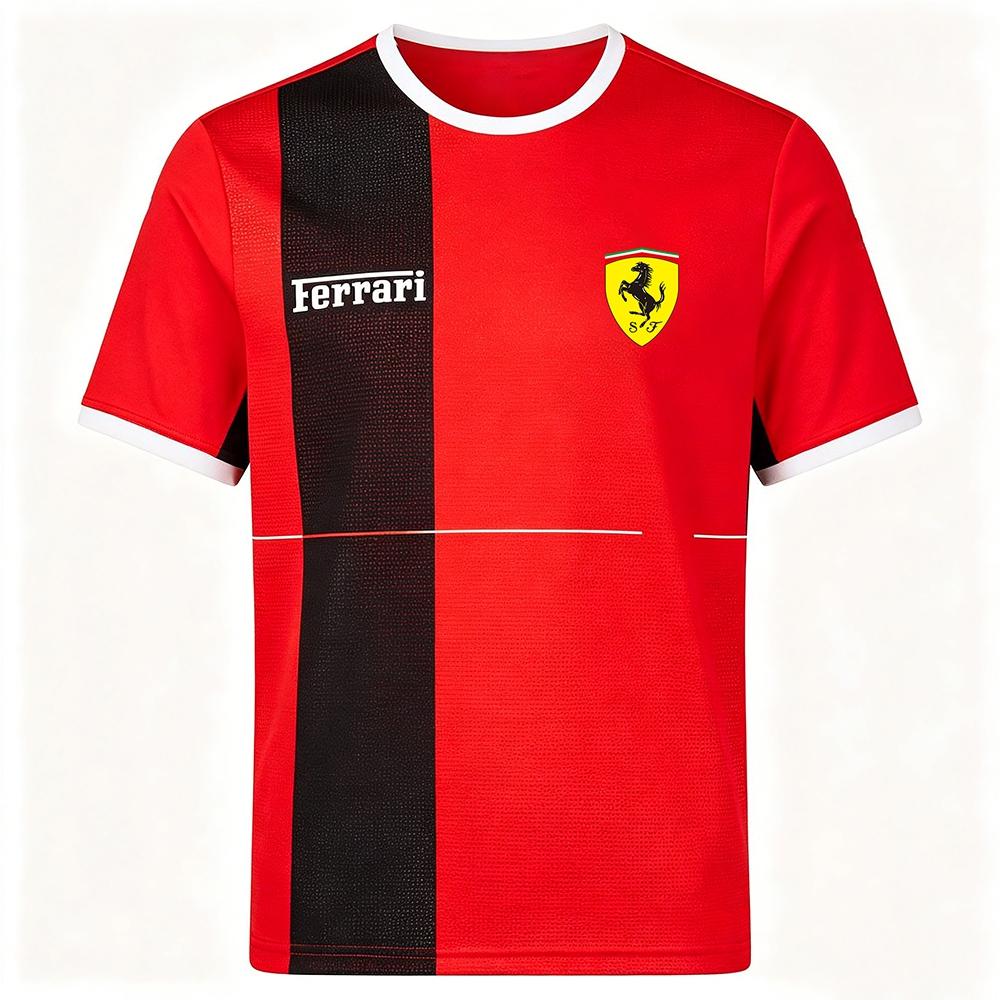 2026 Ferrari Summer Round Neck 3D Print T-shirt Formula 1 Motor Racing Short Sleeve Top