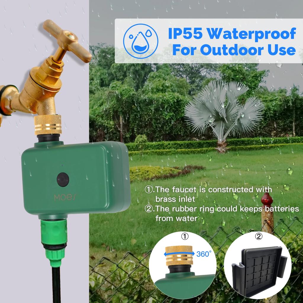 MOES Tuya Smart Bluetooth 1-Outlet Valve Sprinkler Water Timer Auto Programmable Controller Rain Delay Filter Washer App Control