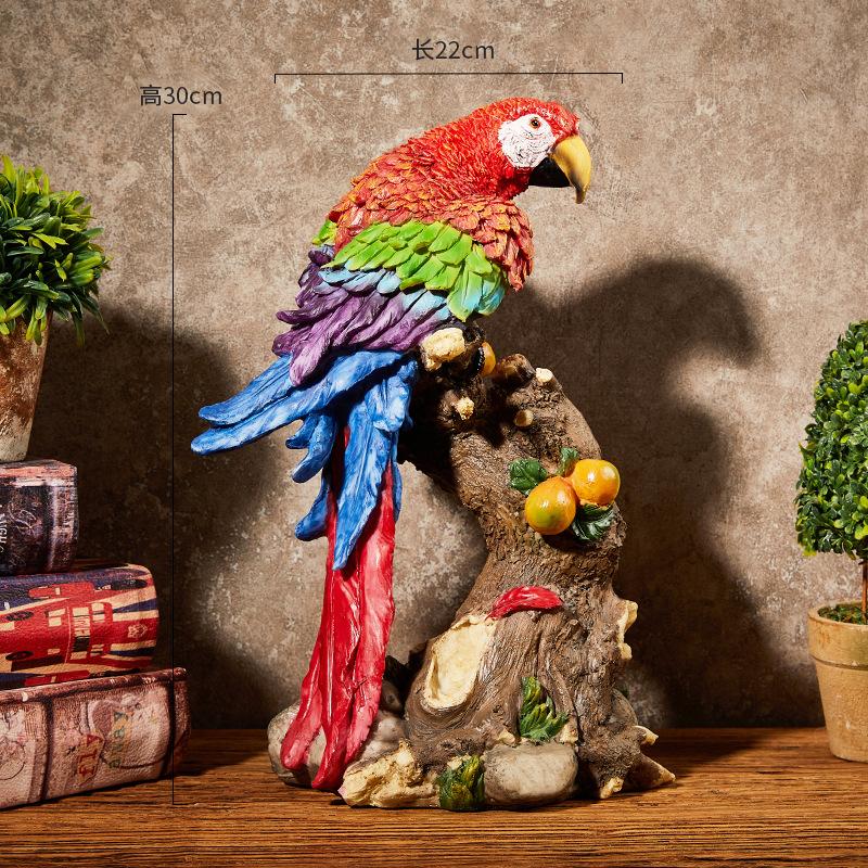 Resin Handicrafts Simulation Animal Sculpture Colorful Parrot Ornaments Macaw Bird Statue Decorative Figurines Home Decoration