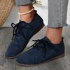 Women's Fashion Flat Shoes Spring New Round Head Splicing Front Lacing Soft Sole Anti-slip Wear-resistant Single Shoes