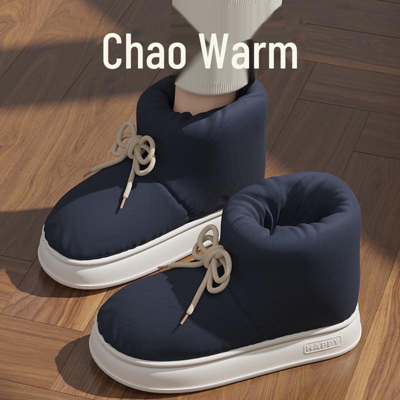 Cozy Thick-Soled Cotton Slippers for Couples, Non-Slip, Velvet-Lined, Perfect for Indoor Winter Warmth.