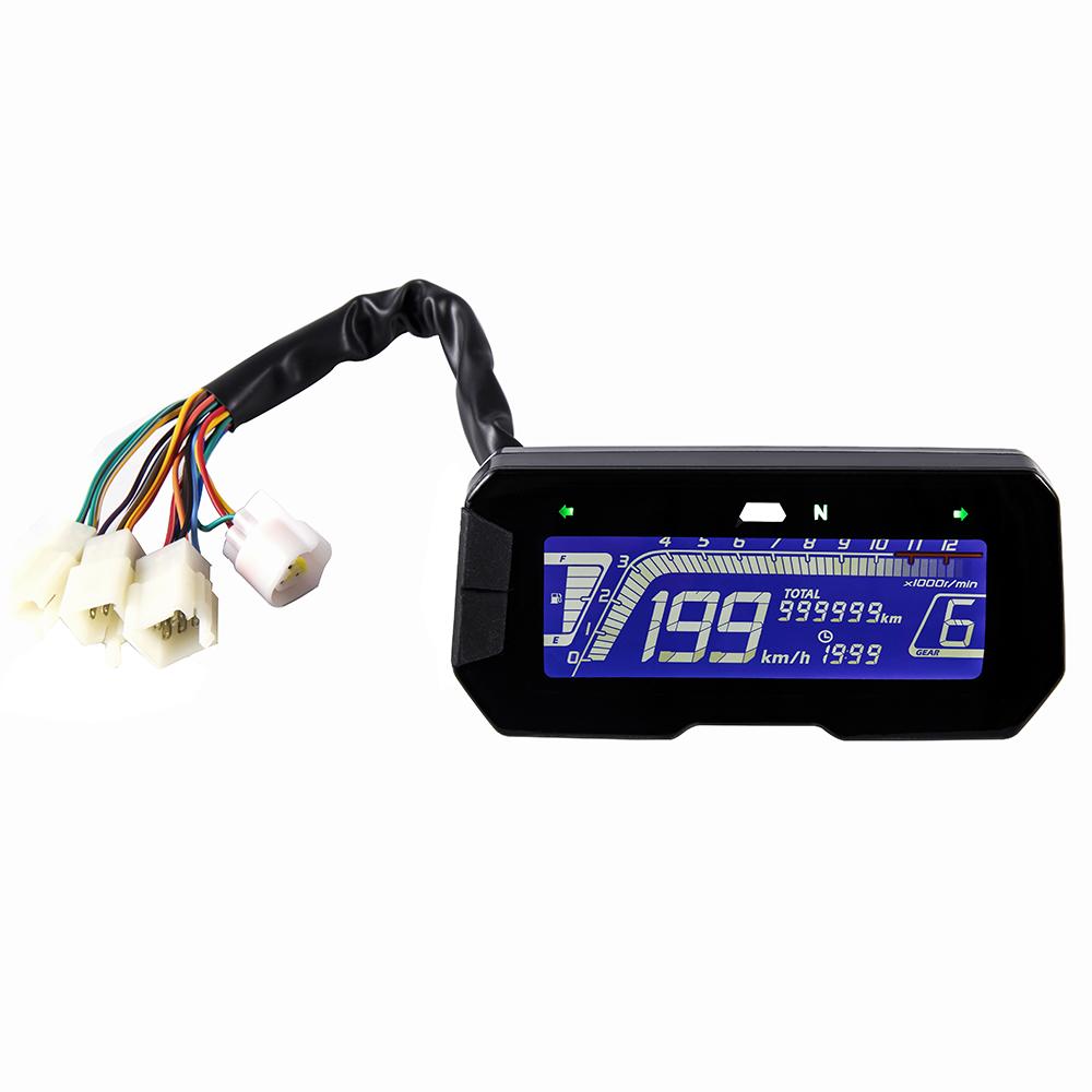 LED 12000RPM 6 Gear Universal Motorcycle LCD Digital Speedometer Backlight Motorcycle Odometer For 1, 2,4 Cylinders Meter Without Sensor