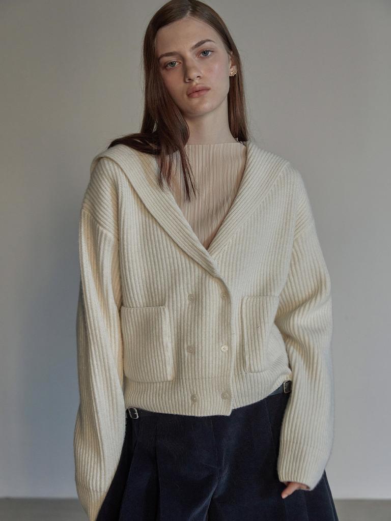 Bemuse Mansion Sailor Collar Double Cardigan - Red