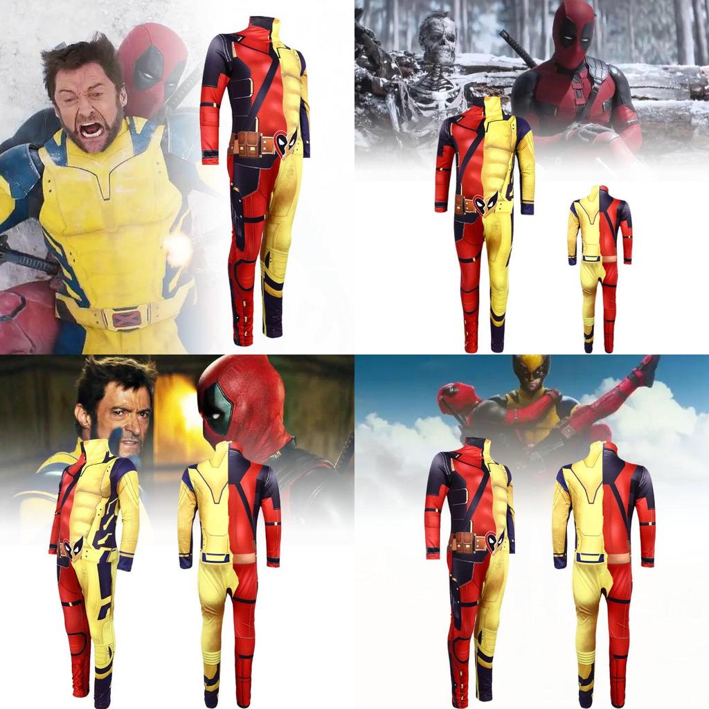 Deadpool Wolverine 3d Cosplay Costume For Men Comfortable Stretchy Spandex Suit