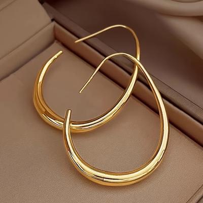 Cercei Eleganți în Formă de Picătură de Apă - Bijuterii din Cupru Placate cu Aur de 18K, Potrivite pentru Femei - Design Minimalist pentru Purtare Zilnică-8815