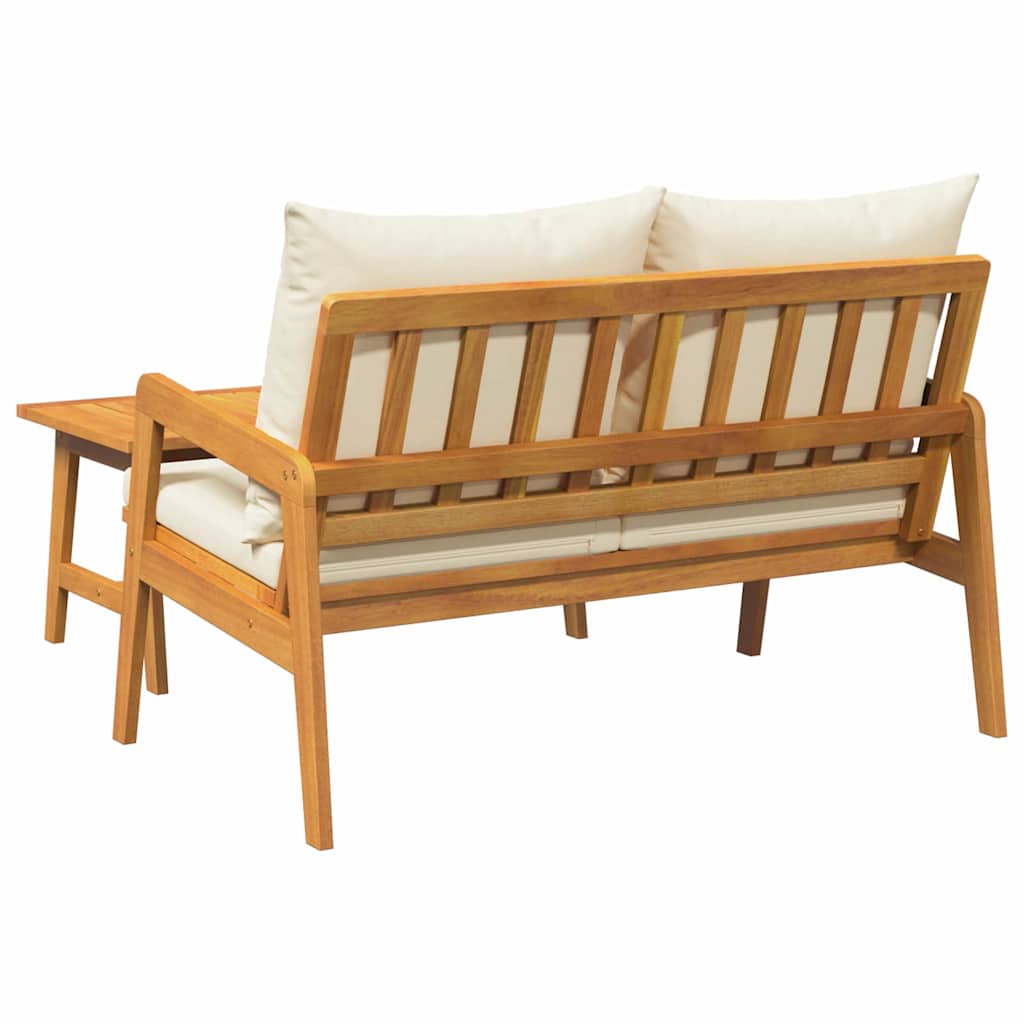2 Piece Bistro Set with Cushions Oil Natural Solid Acacia Wood