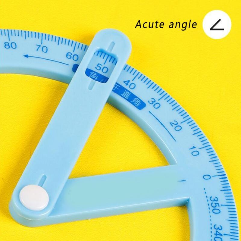 Cute Full Circle Goniasmometer Rotating Protractors Plastic for Boys Girls Students Stationery Office School Supplies