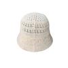Simple bucket hat hollow knitted hat women's summer big brim showing face small breathable sunscreen basin hat versatile bucket hat