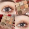 DIKALU 9-Color Earth Tone Eyeshadow Palette - Shimmer & Matte, Transparent Douyin Style.
