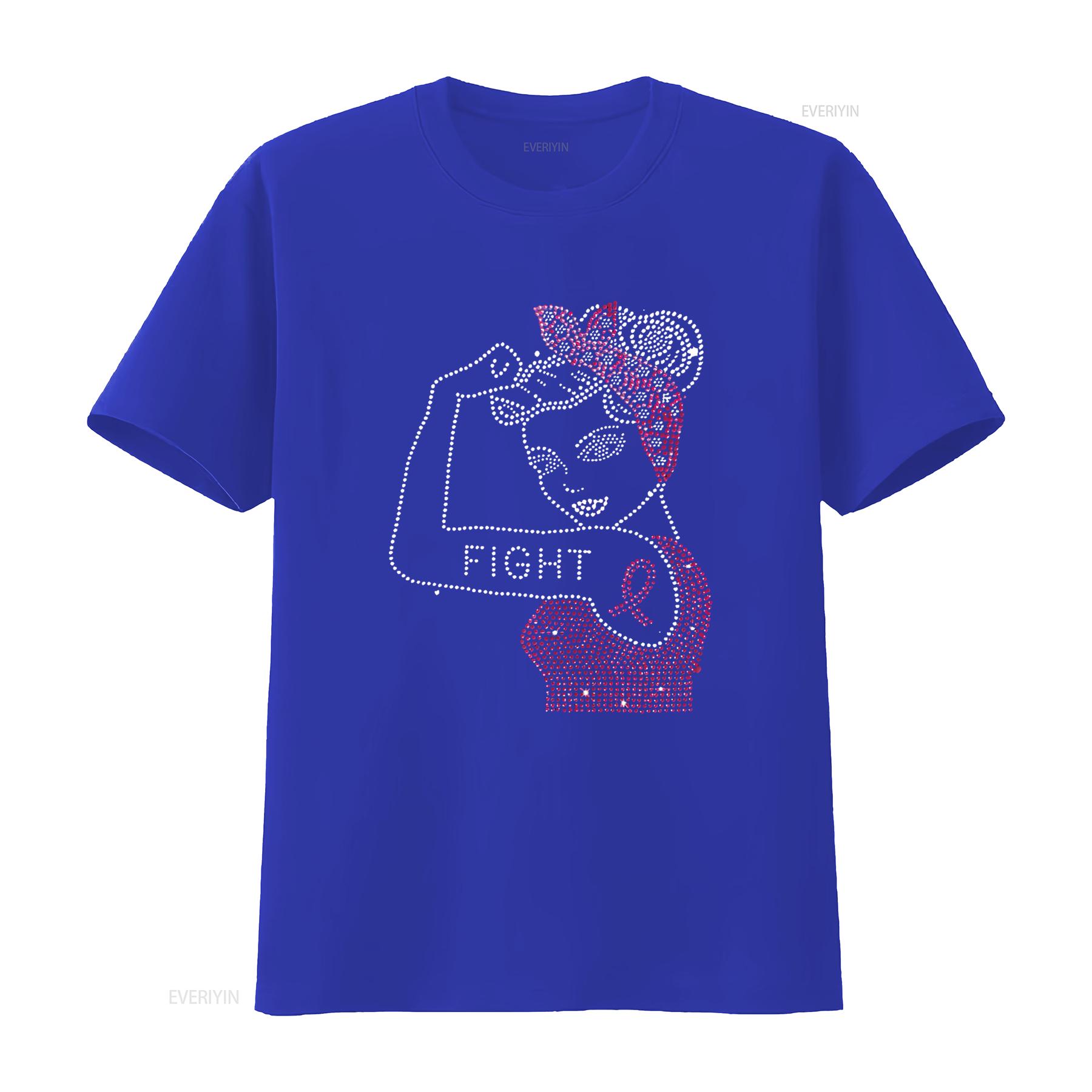 

Womens Fight Rosie the Riveter Rhinestone Breast Cancer Awareness T Shirt Black vintage Washed Stretched Stylish fashion S