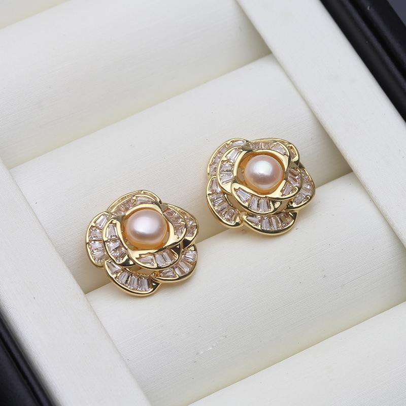 Genuine Freshwater Pearl Earrings for Women,Small Natural Stud Earrings Pearl Wife Mother Birthday Gift White