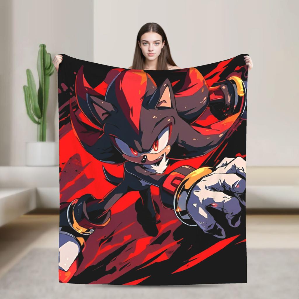 The Hedgehog Shadow Blankets Fleece Summer Air Conditioning Game Breathable Super Soft Throw Blankets for Bed Office Bedspread