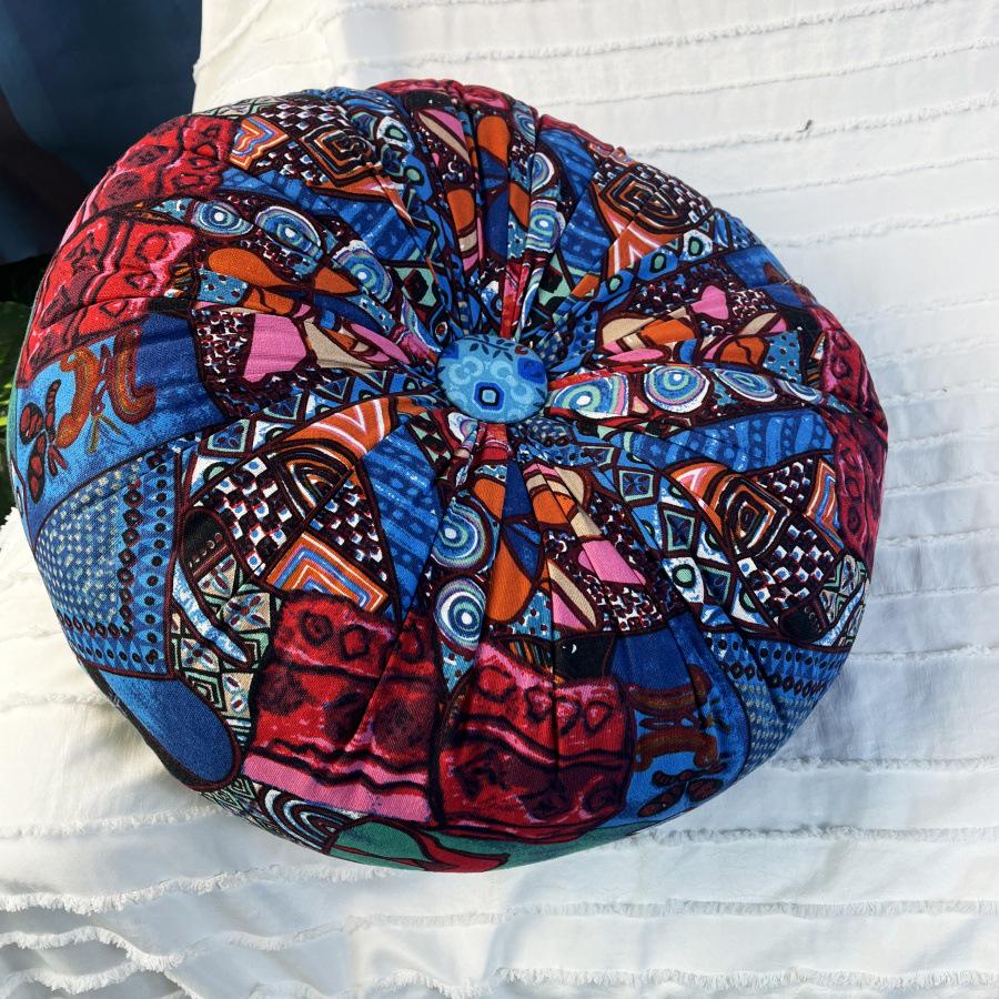Bohemian Round Pouf Cushion - Pumpkin Shape for Sofa, Backrest, or Meditation.