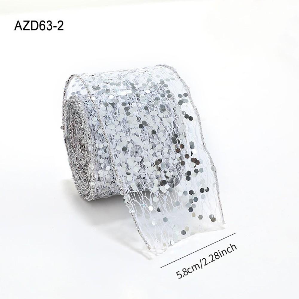 2M Sparkling Mesh Christmas Ribbon Elegant Glitter Sequins Diy Gift Bow Satin Organza Wreath Decor Ribbon Holiday Decorations