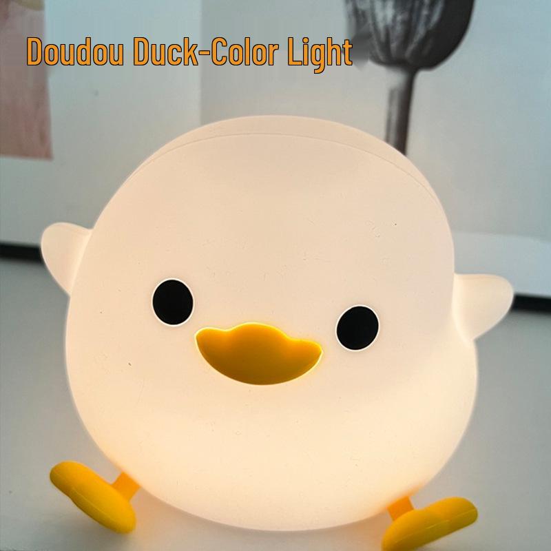 

Soft Silicone Duck Night Light - Rechargeable Sleep Companion with Timer
