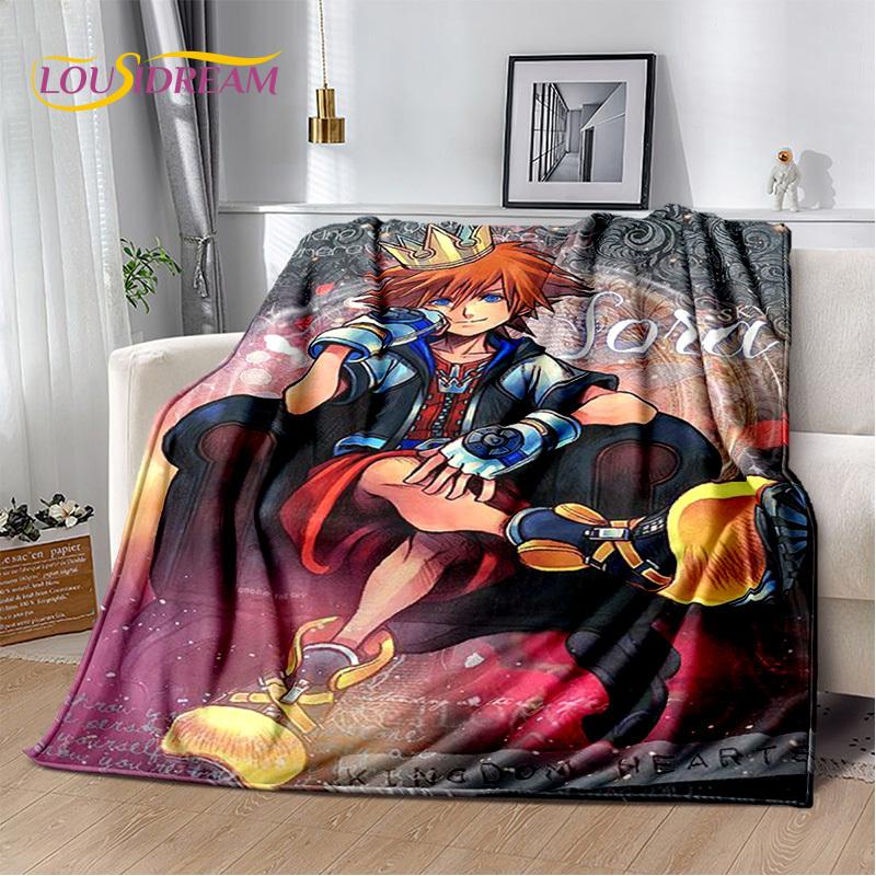 Weiche Plüschdecke mit 3D-Cartoon-Motiv „Kingdom Hearts“, Flanelldecke, Überwurfdecke für Wohnzimmer, Schlafzimmer, Bett, Sofa, Picknick, Kindergeschenk